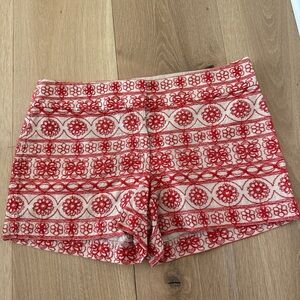 Loft Red Embroidered Shorts
